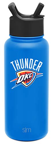 Simple Modern Officially Licensed NBA Oklahoma City Thunder Drinkware   Insulated Stainless Steel Tumbler Travel Mug Oklahoma City Thunder 24oz  Tumbler Thunder Logo