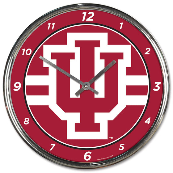 Indiana Hoosiers Round Chrome Wall Clock (CDG)