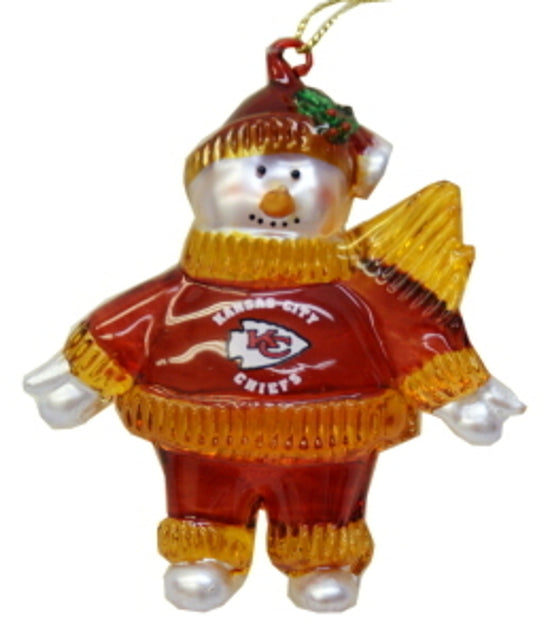 Kansas City Chiefs 2 3/4 Crystal Snowman Ornament CO