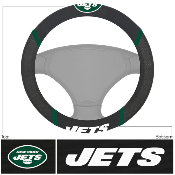 New York Jets Steering Wheel Cover Mesh/Stitched