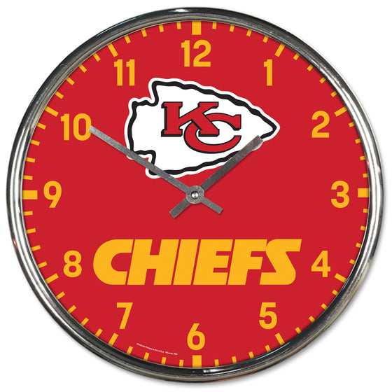 Kansas City Chiefs Round Chrome Wall Clock (CDG)