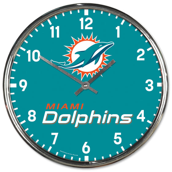 Miami Dolphins Round Chrome Wall Clock (CDG)