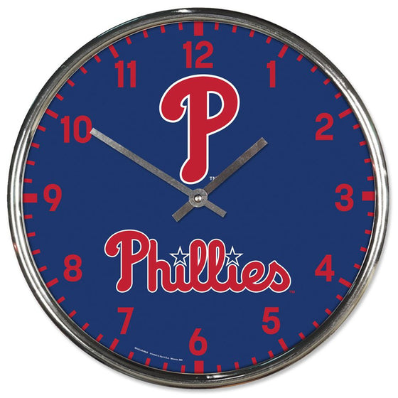 Philadelphia Phillies Clock Round Wall Style Chrome