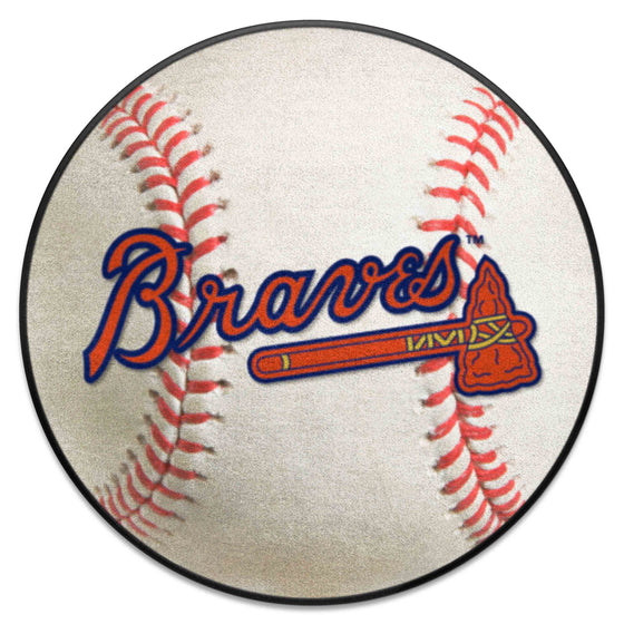 Atlanta Braves "Braves" Script Logo Baseball Rug - 27in. Diameter