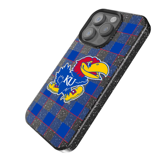 Kansas Jayhawks Plaid Bling Phone Case-1