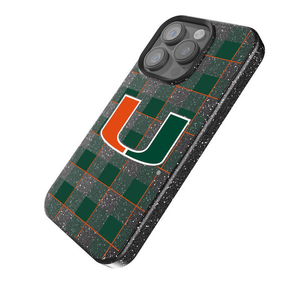 Miami Hurricanes Plaid Bling Phone Case-1