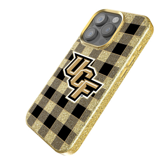 Central Florida Golden Knights Plaid Bling Phone Case-1