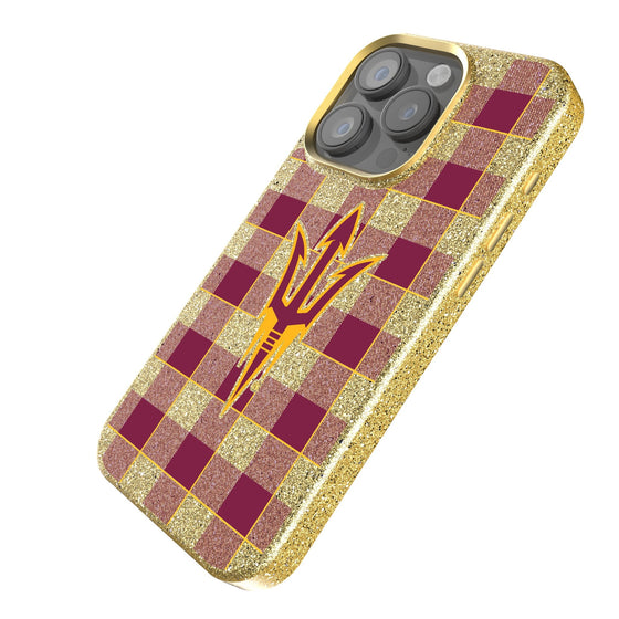 Arizona State Sun Devils Plaid Bling Phone Case-1