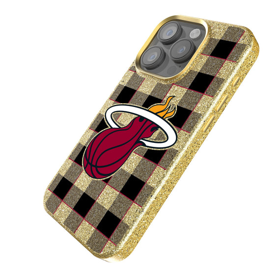 Miami Heat Plaid Bling Phone Case-1