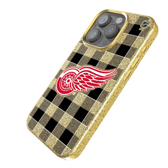 Detroit Red Wings Plaid Bling Phone Case-1