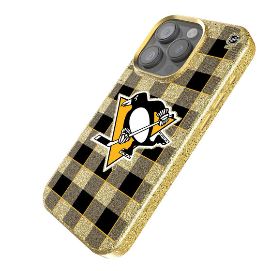 Pittsburgh Penguins Plaid Bling Phone Case-1