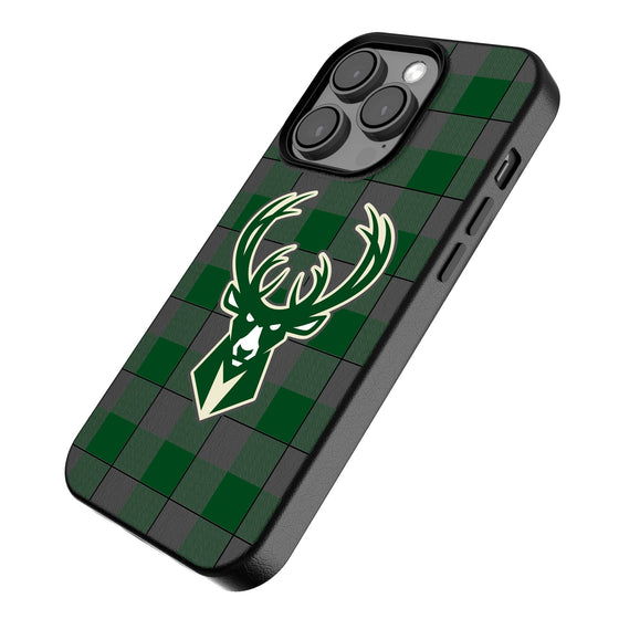 Milwaukee Bucks Plaid Magnetic Phone Case-2