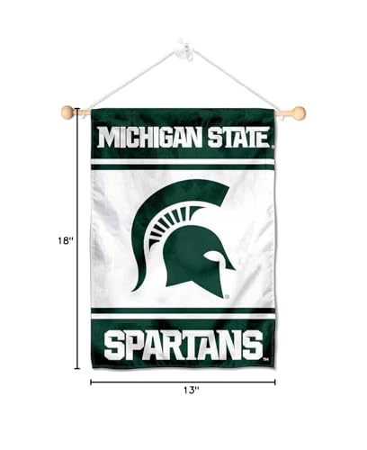 College Flags & Banners Co. Michigan State Spartans Window Wall Banner Hanging Flag with Suction Cup