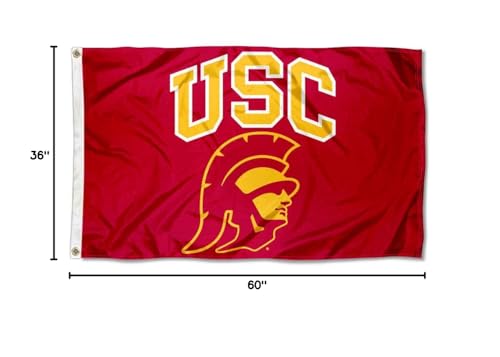 College Flags & Banners Co. USC Trojans Trojan Head Logo and USA Flag 3x5 Set