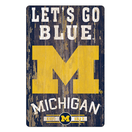 Michigan Wolverines Sign 11x17 Wood Slogan Design