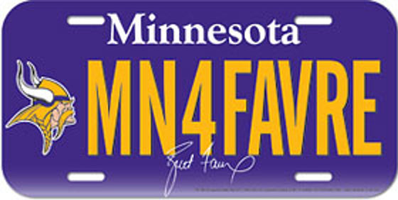 Minnesota Vikings License Plate Plastic Brett Favre Design CO