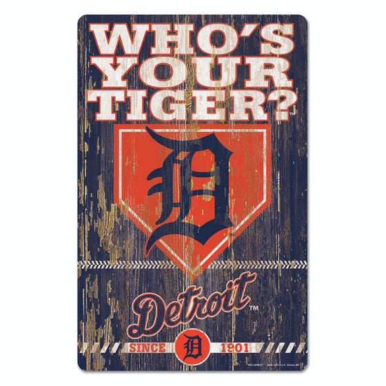 Detroit Tigers Sign 11x17 Wood Slogan Design