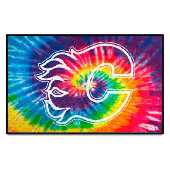 Calgary Flames Tie Dye Starter Mat Accent Rug - 19in. x 30in.