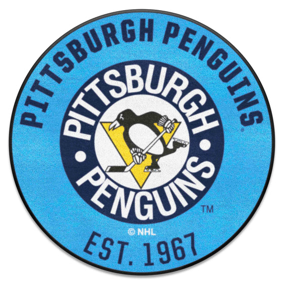 Retro NHL Pittsburgh Penguins Roundel Rug - 27in. Diameter