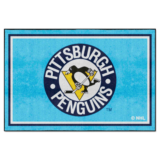 Retro NHL Pittsburgh Penguins 5ft. x 8 ft. Plush Area Rug