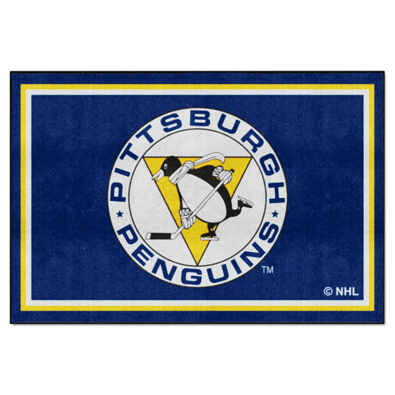 Retro NHL Pittsburgh Penguins 5ft. x 8 ft. Plush Area Rug