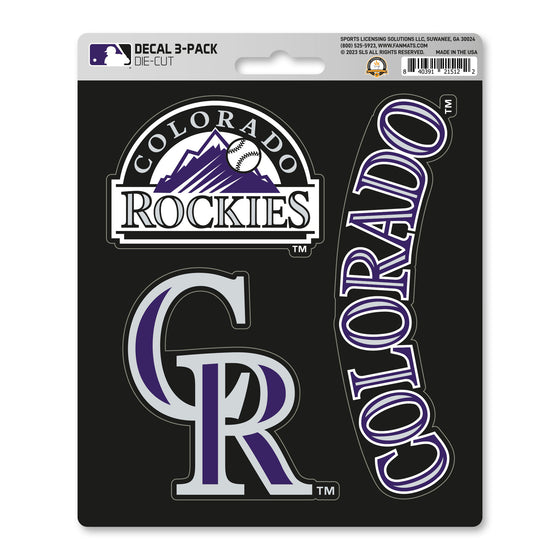 Colorado Rockies 3 Piece Decal Sticker Set