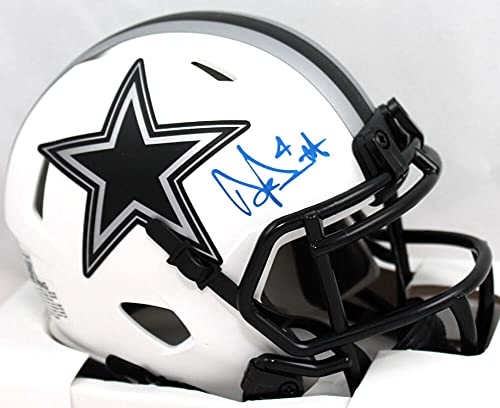 Dak Prescott Autographed Dallas Cowboys Lunar Speed Mini Helmet- Beckett W Holo