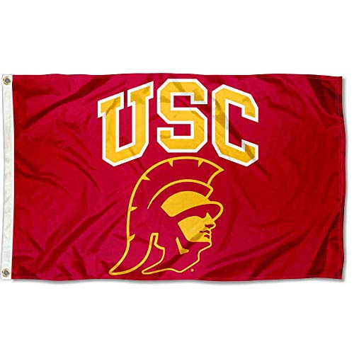 College Flags & Banners Co. USC Trojans Trojan Head Logo and USA Flag 3x5 Set