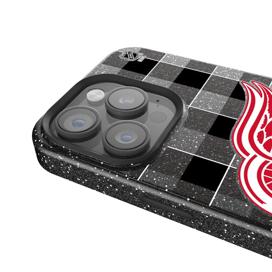 Detroit Red Wings Plaid Bling Phone Case-3