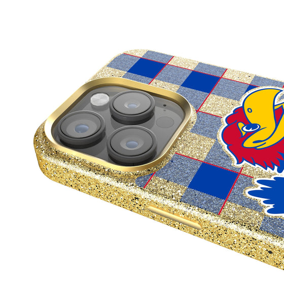 Kansas Jayhawks Plaid Bling Phone Case-2