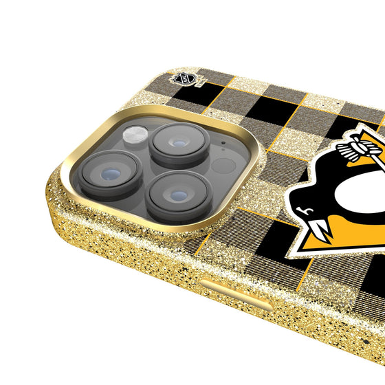 Pittsburgh Penguins Plaid Bling Phone Case-3