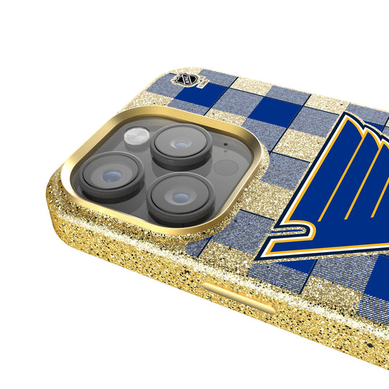 St. Louis Blues Plaid Bling Phone Case-3