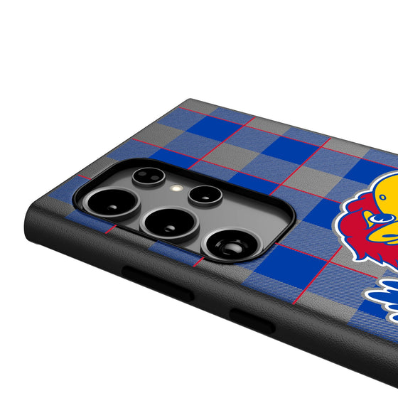 University of Kansas Jayhawks Plaid MagSafe Compatible Phone Case-3