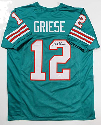 Bob Griese Autographed Teal Pro Style Jersey - JSA Witness Auth 2 Top