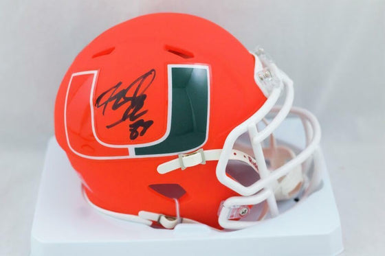 Jeremy Shockey Autographed Miami Hurricanes AMP Mini Helmet - JSA W Auth White