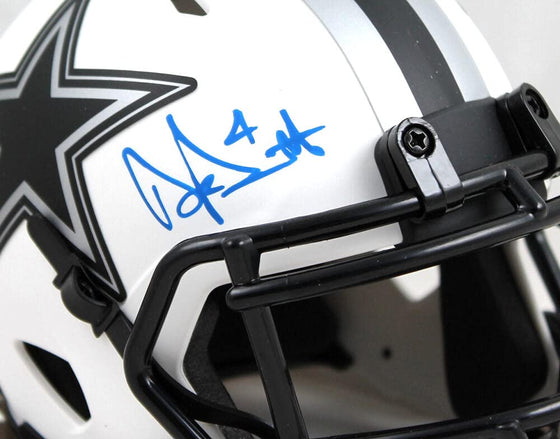 Dak Prescott Autographed Dallas Cowboys Lunar Speed Mini Helmet- Beckett W Holo