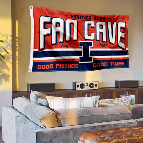 Illinois Fighting Illini Fan Man Cave Banner Flag