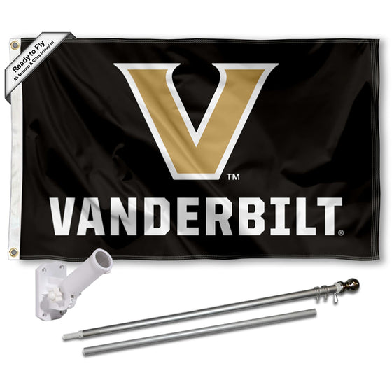 College Flags & Banners Co. Vanderbilt Commodores Flag with Pole and Bracket Holder University Set