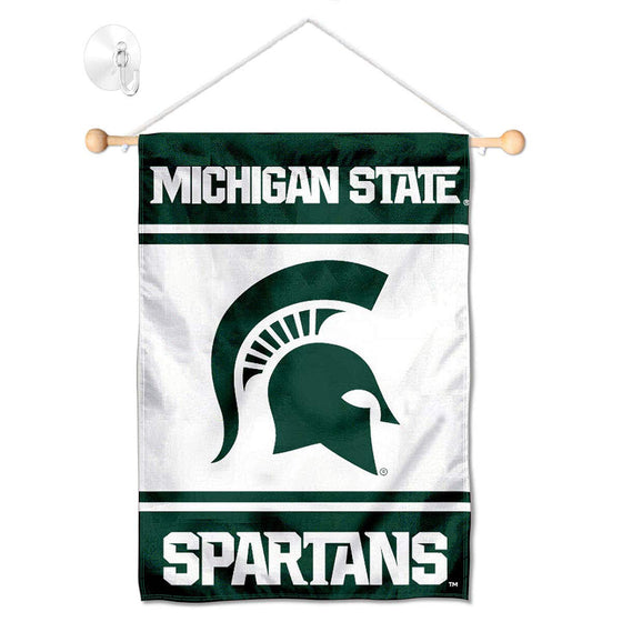 College Flags & Banners Co. Michigan State Spartans Window Wall Banner Hanging Flag with Suction Cup