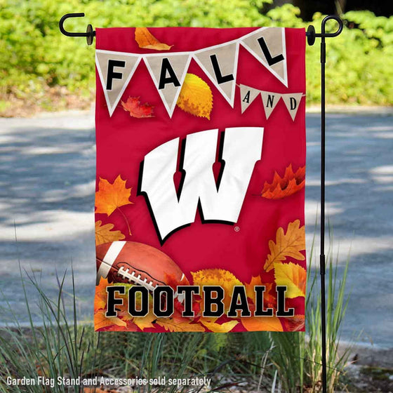 College Flags & Banners Co. Wisconsin Badgers Fall Leaves Football Season Garden Yard Flag