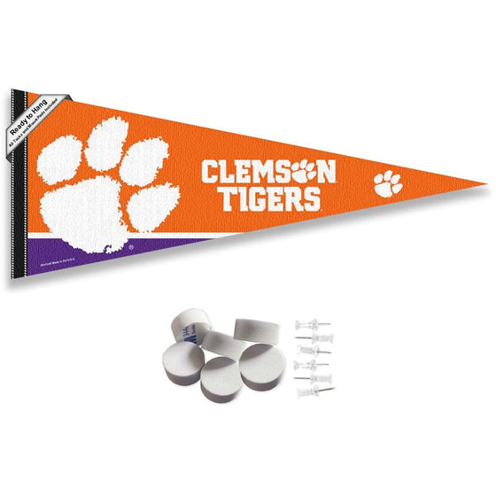 College Flags & Banners Co. Clemson Tigers Pennant Flag and Wall Tack Mount Pads