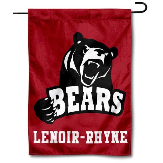 College Flags & Banners Co. Lenoir Rhyne Bears Garden Flag and USA Flag Stand Pole Holder Set