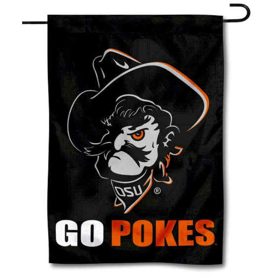 College Flags & Banners Co. OSU Cowboys Go Pokes Garden Flag and USA Flag Stand Pole Holder Set