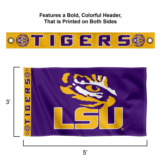 College Flags & Banners Co. Louisiana State LSU Tigers Printed Header 3x5 Foot Banner Flag