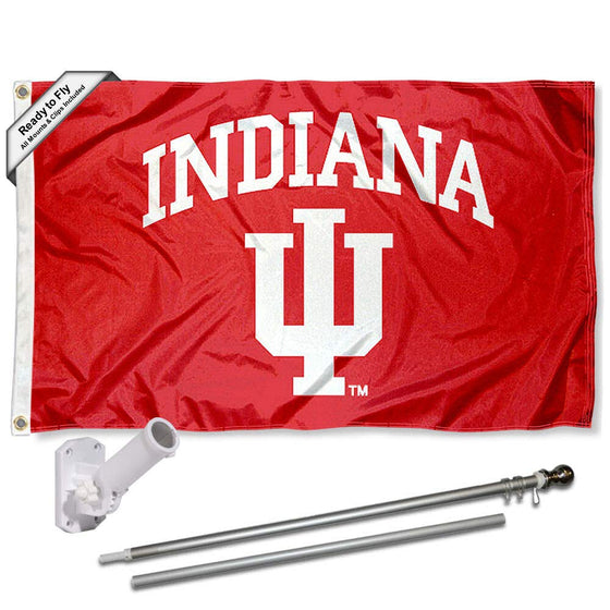 College Flags & Banners Co. Indiana Hoosiers Flag with Pole and Bracket Kit