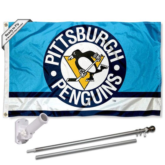 WinCraft Pittsburgh Penguins Vintage Retro Flag Pole and Bracket Set