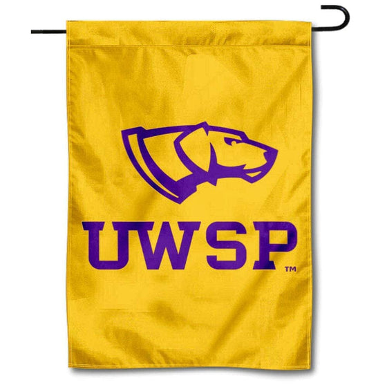 College Flags & Banners Co. UW Stevens Point Pointers Logo Garden Flag and USA Flag Stand Pole Holder Set