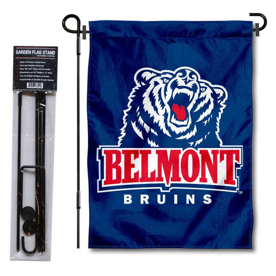 College Flags & Banners Co. Belmont Garden Flag and USA Flag Stand Pole Holder Set