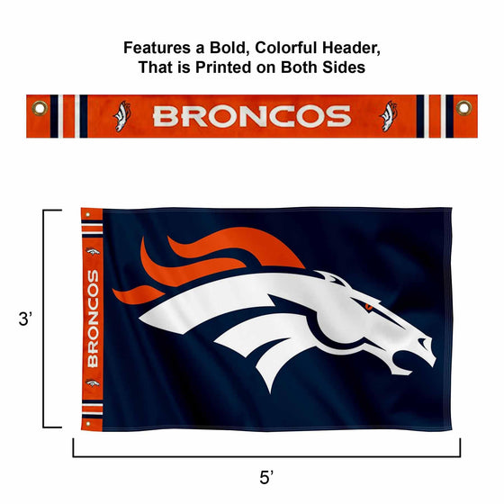 WinCraft Denver Broncos Printed Header 3x5 Foot Banner Flag