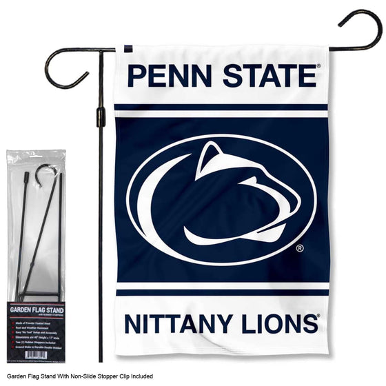 College Flags & Banners Co. Penn State Nittany Lions Garden Banner Flag with Flag Pole Stand Set